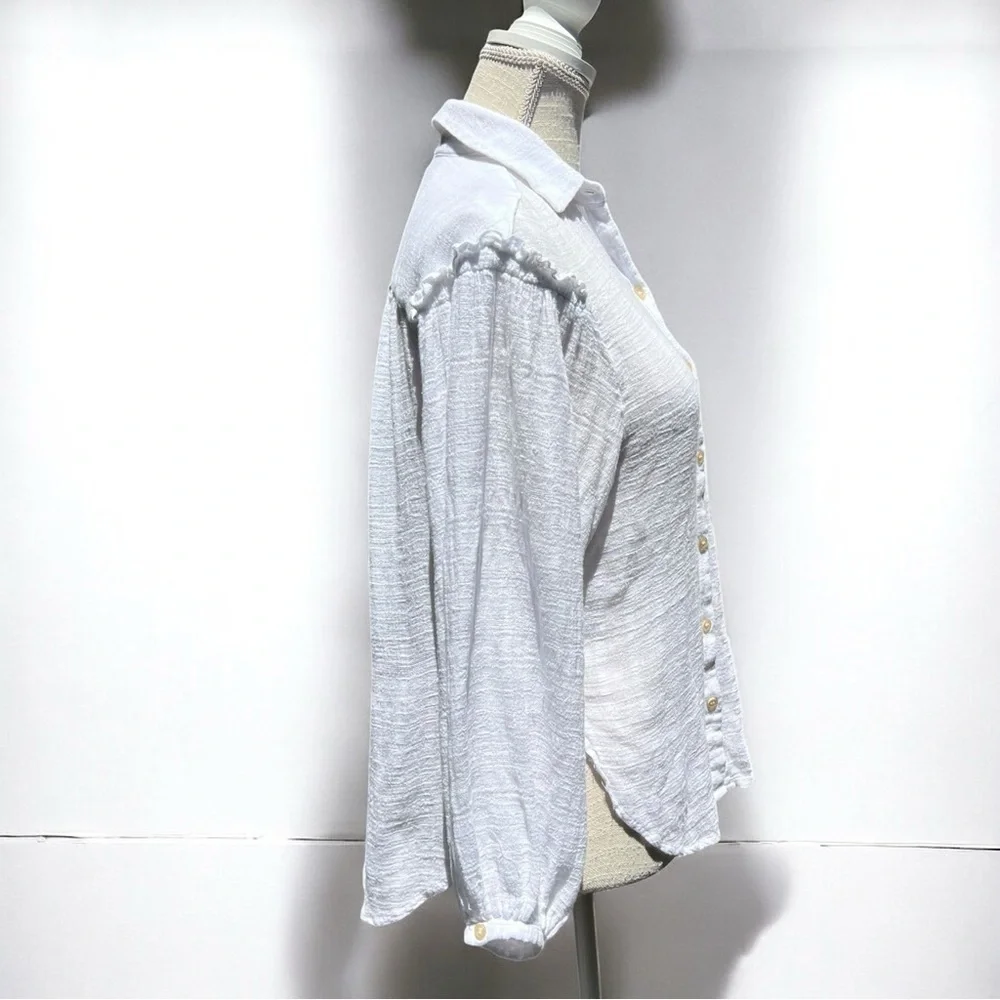 🌻Free People Headed The Highlands Button Down White Shirt Blouse